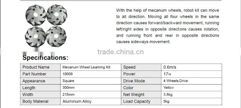 4WD 100MM MECANUM WHEEL LEARNING KIT 10009
