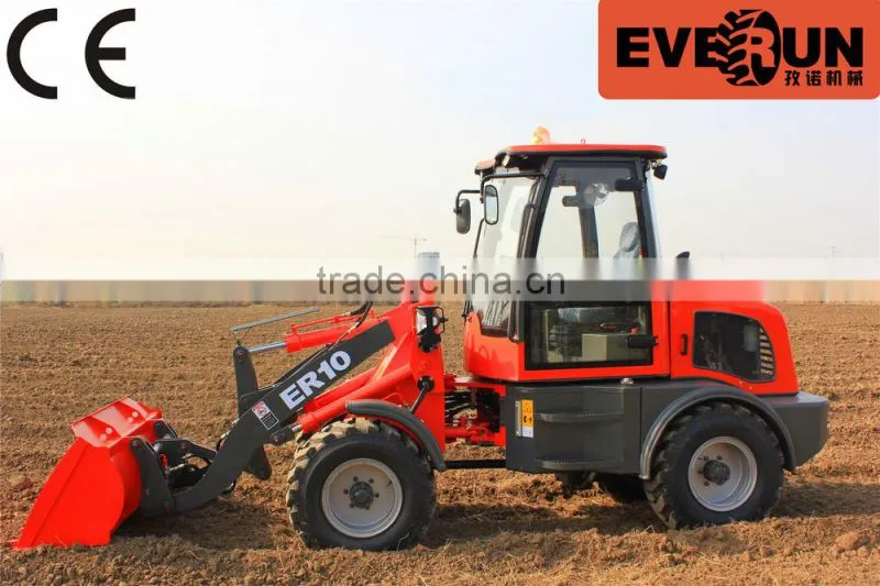 Everun new ER10 small Wheel loader CE certificated with snow bucket/snow blade