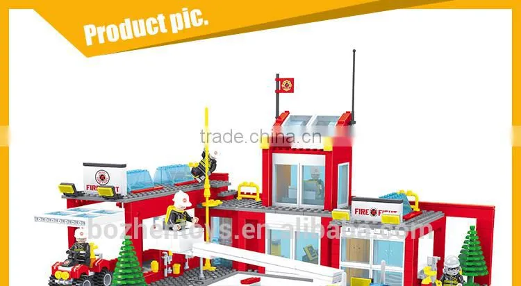 Children play house plastic connecting intelligence fire rescue firefighting toy building blocks