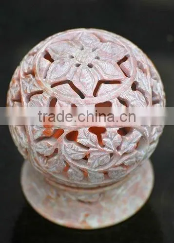 elephant carved soap stone candle holder-lantern