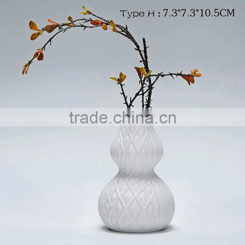 Various types home decoration hydroponics white flower ceramic vase