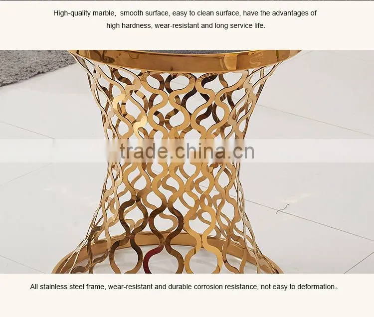 D404 Home Furniture Round Marble Rose Gold Side Table