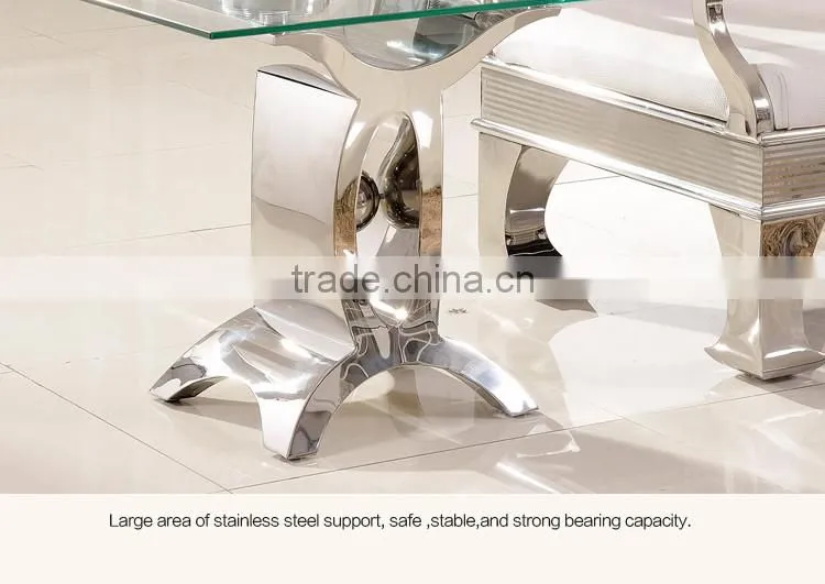 D346 Small Glass Coffee Side Table Stainless Steel End Table