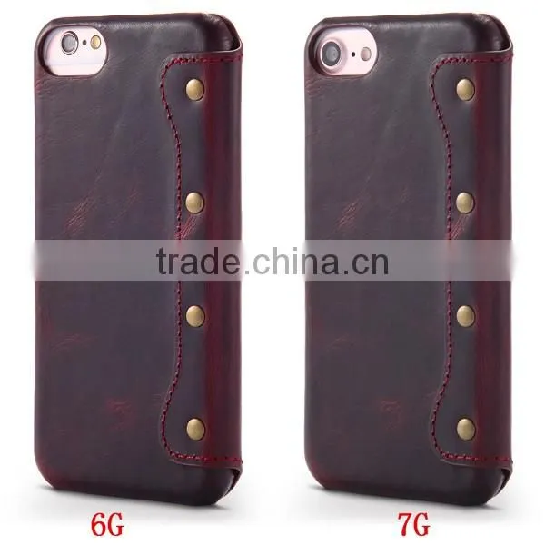 2017 4.7 Inch Universal Simple Cowhide Flip Leather Phone Case For iPhone 7/6s/6