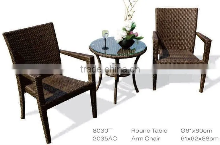 OUTDOOR RESIN RATTAN TABLE SET WITH 2CHAIRS