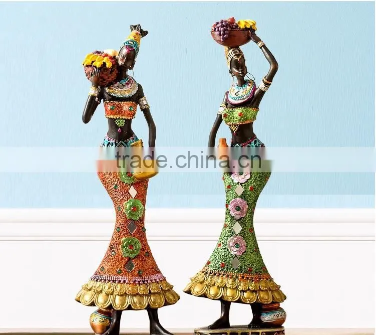 Carving Resin Sexy Black Woman Resin Sculpture For Sale