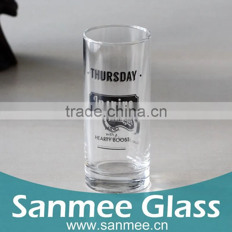 Custom Printing Pattern Tall Straight Drinking Glass Tea Cup Wholesale