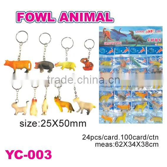Plastic Rubber Wild Animal Keychain Toys/Giraffe Keychain/Tiger Keychain
