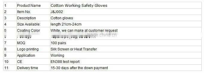 Bleach White Cotton Knitted Working Gloves from Guangzou Factory