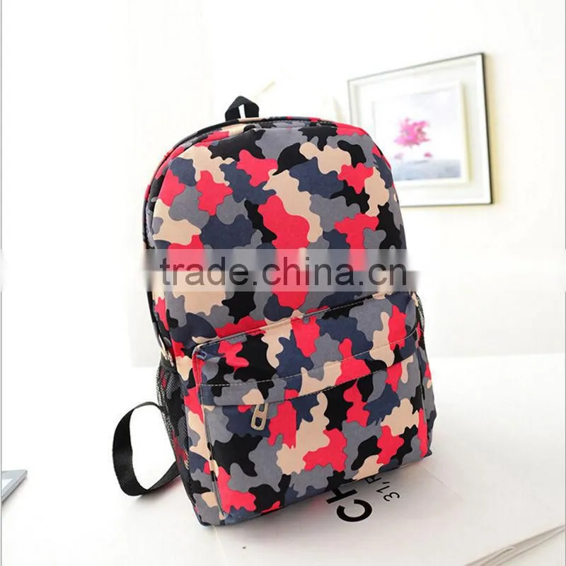 New Designed Fashion Canvas Leisure Shoulder Bag Unisex Travel Backpack Attractive Camo Schoolbag