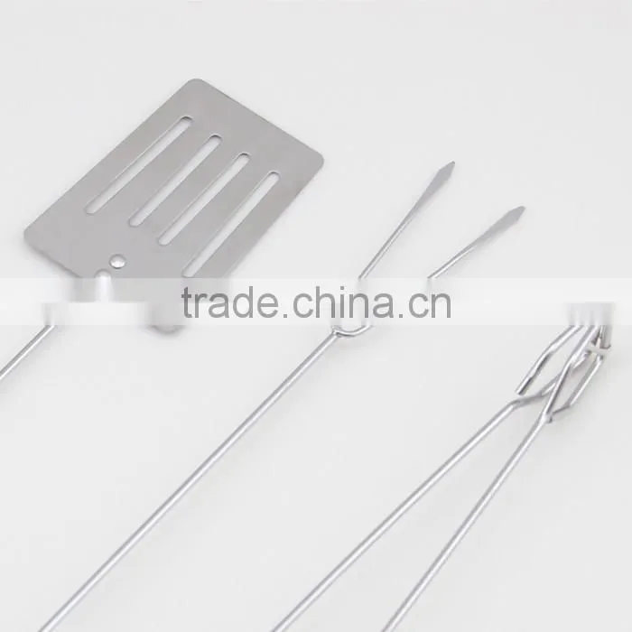 Black Rubber Handle Barbecue Tool Set With 3 Pieces of Tools Include Tong Spatula And Fork