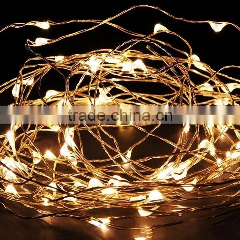 2016 new arrival Copper Solar LED Strings 100 LED Starry LED String garden Lights 10m