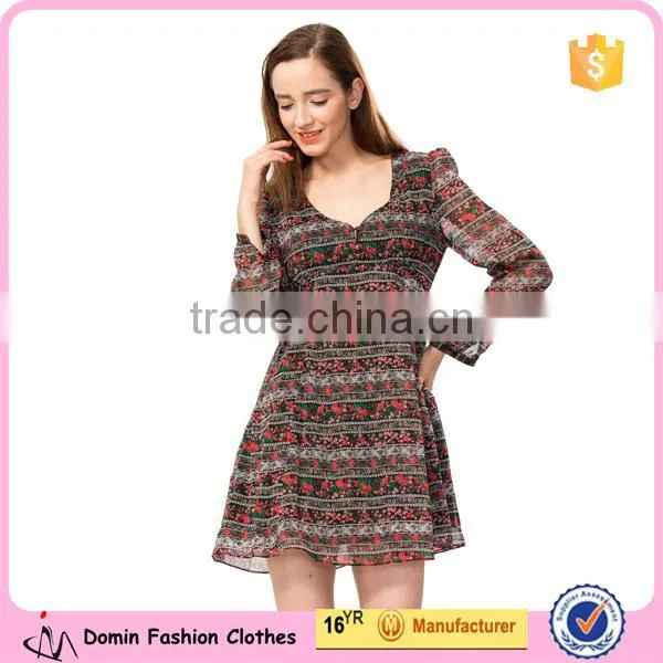 2015 Summer Fashion Long Sleeve Sexy African Printed Dresses
