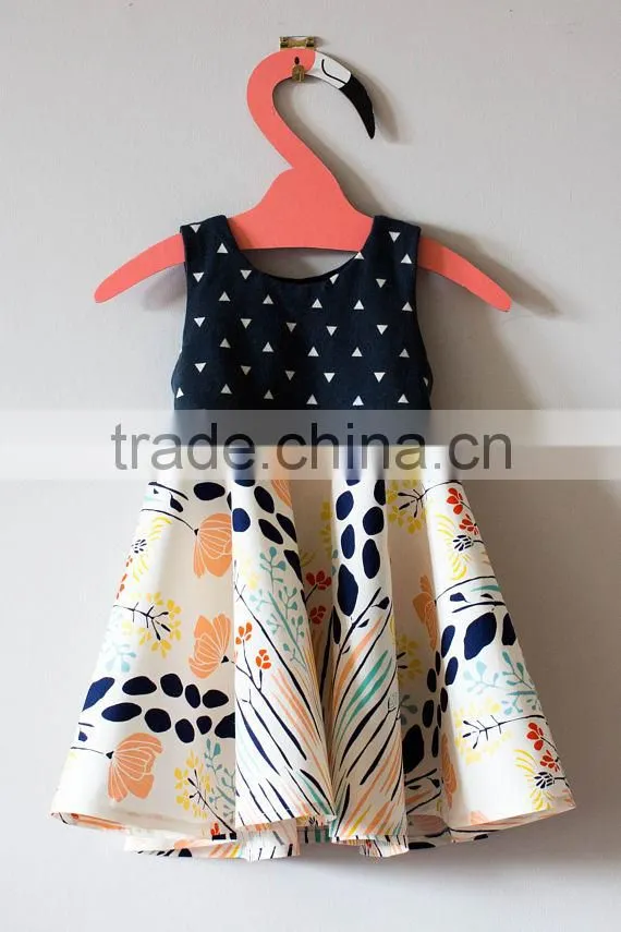 2017 New Arrival 100% Cotton Woven Printed Floral Kid Girls' Dress