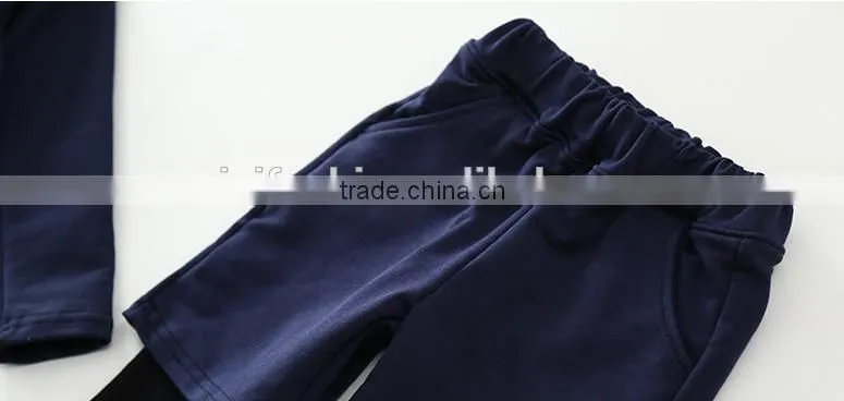 factory-hot selling casual fake two pieces kids outfits/custom latest children baby clothes set