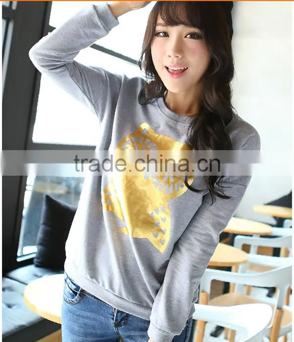 Spring new design european style vogue owl printed crewneck sweatshirt,women wear sweatshirt