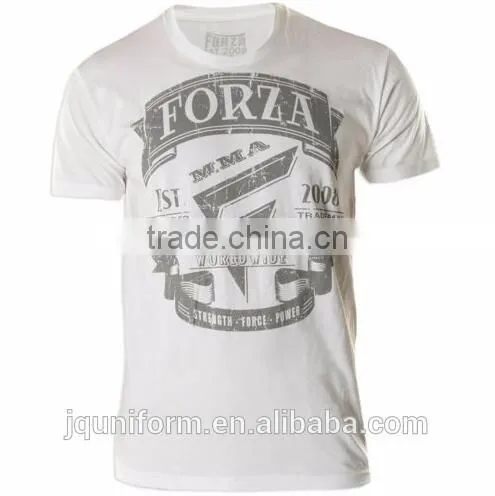 2016 Custom Logo Print White T Shirt 100% cotton washed & printed customized T-shirt