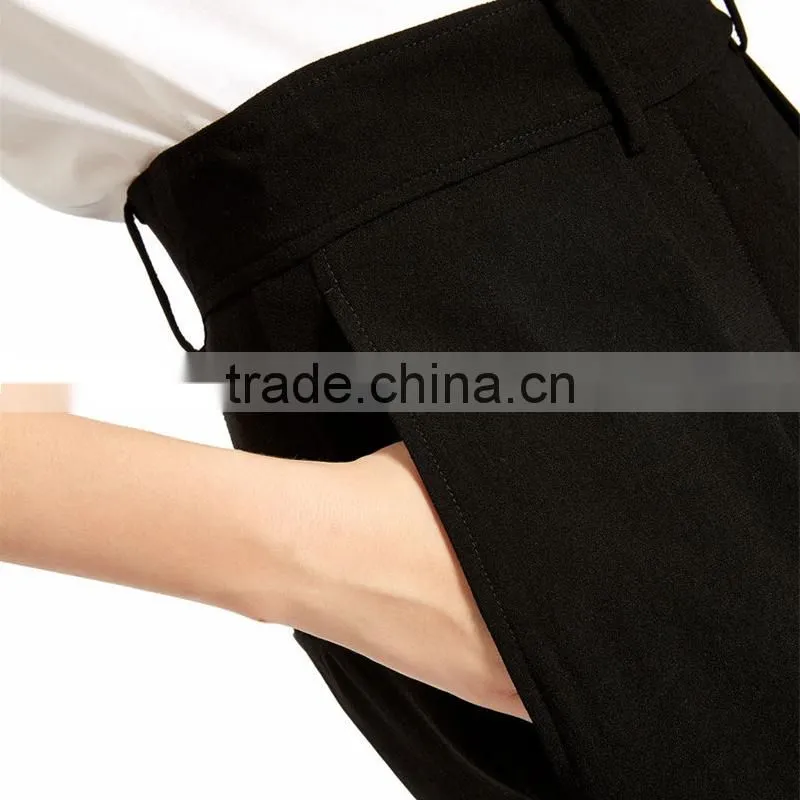 OEM big promotion wide leg black casual dress pants for ladies