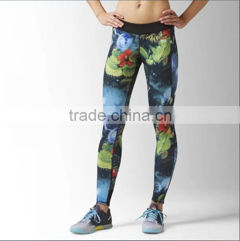 Factory Wholesale Fitness Capri Ppants For Women Polyester Sports Printed Yoga Pants