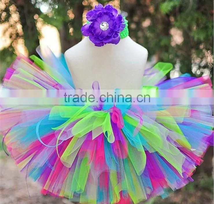 2015 super fluffy purple with Turquoise blue kids parth birthday pettiskirt tutu
