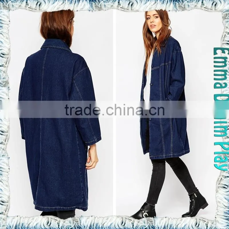 2018 Sexy Ladies Customised Indigo Button up Denim Overcoats