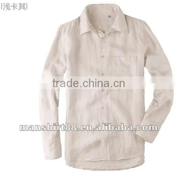 Exclusive style Natural fiber 100%Organic White Linen shirt for men Peaked collar S,M,L,XL,XXL