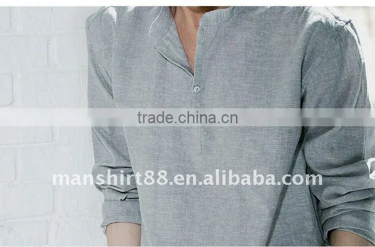 latest man's V-neck linen casual shirt