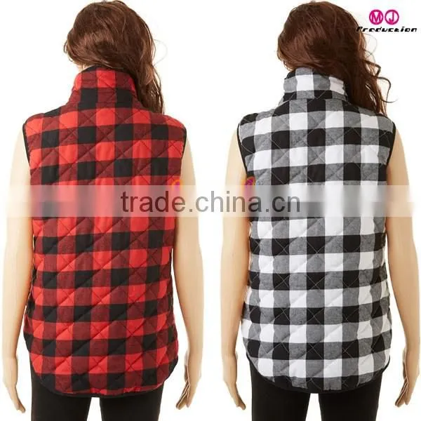 AFFORDABLE LOW MOQ buffalo plaid women vest