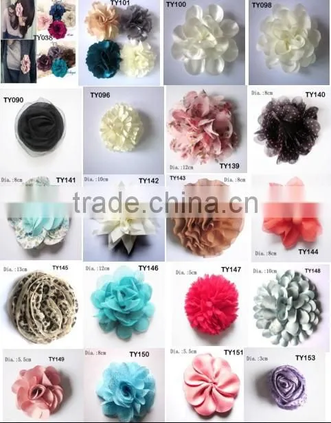 Red heart shape flower brooch with chiffon lesbian