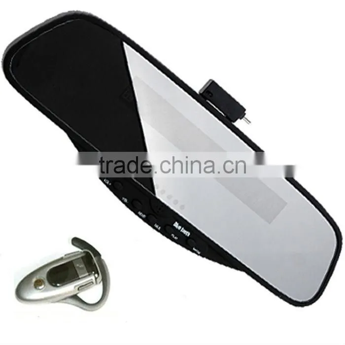Handsfree Mirror,Chargeable Battery,FM Earpiece Car Blue tooth Car Kit