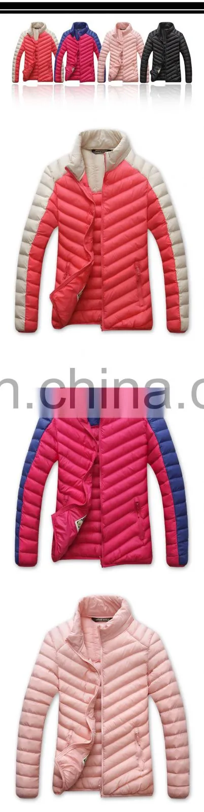 Lastest design for female windproof Winter Coats Thin Down Jacket