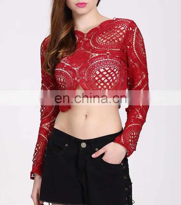 2016 Summer Latest Top Designs For Women Sexy Lace Crop Top