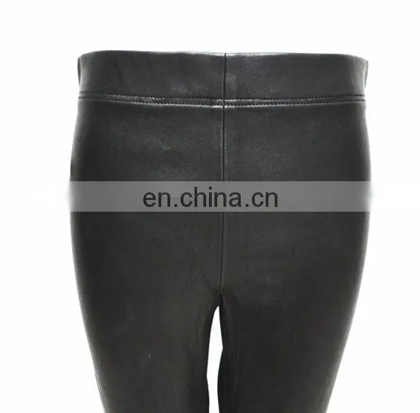 wholesale stretch knit panel leather legging stretch pants