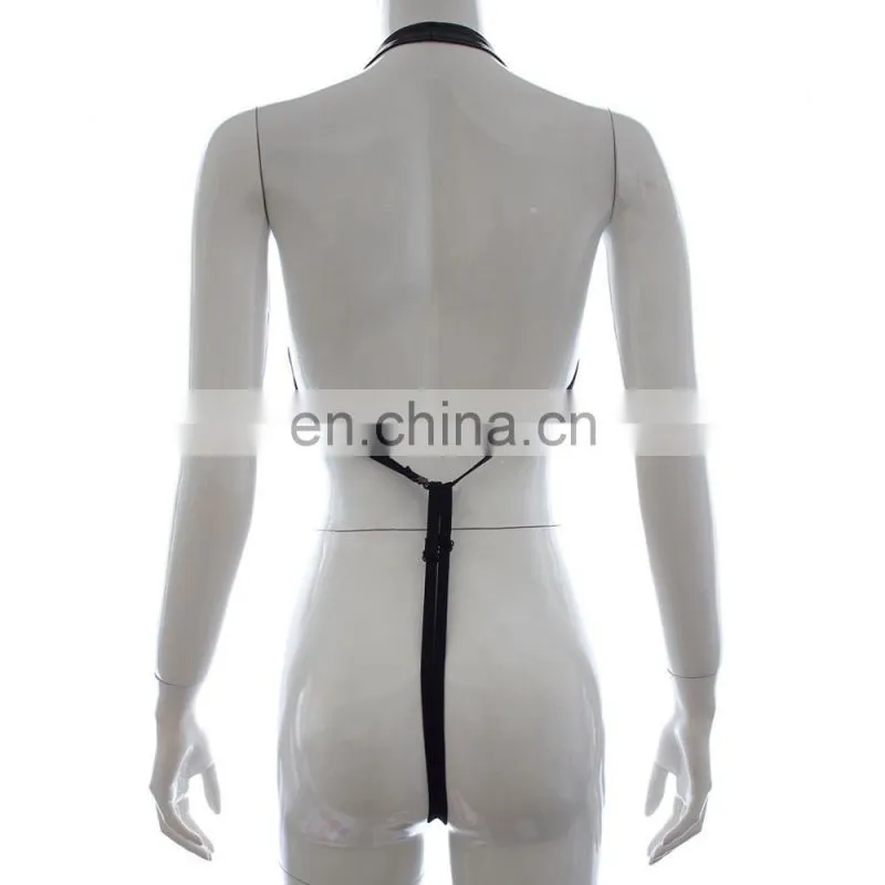 Black fetish bodysuit clubwear sexy costume latex catsuit manufacturer