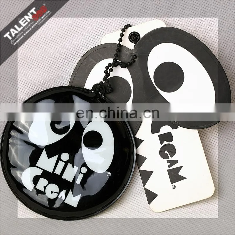 Custom paper printed Black Punched Shape Hangtag With PVC Cotton Filling Pendant for kid's Garment