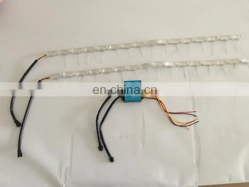 2017 HOT 60cm crystal extendable led flexible drl with flow turn signal 16leds white amber car daytime running light headlight