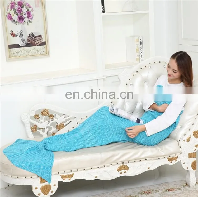 Wholesale custom 100% acrylic fibers united fashion mermaid tail blanket