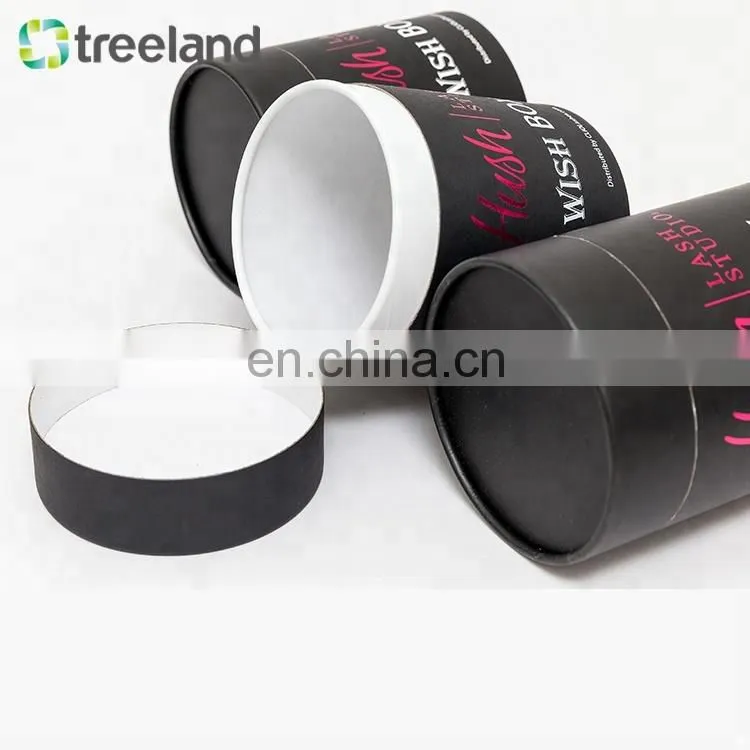 Elegant black cardboard paper tube package round black cardboard gift box paper tube for gift packaging