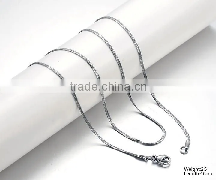 Hotselling 1.5mm titanium stainless steel flat snake chain luxury simple design for pendant necklace