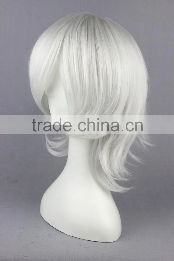 High Quality 35cm Short Curly D.Gray-Man-Allen Walker Silver White Synthetic Anime Wig Cosplay Hair Wig Party Wig