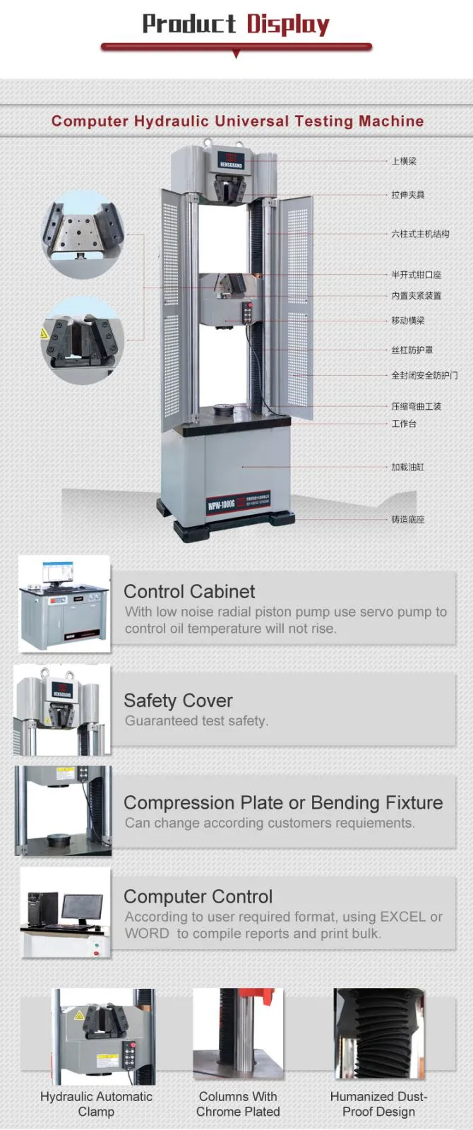 Control Universal Controlled test Bench Computer Display Hydraulic Testing Machine