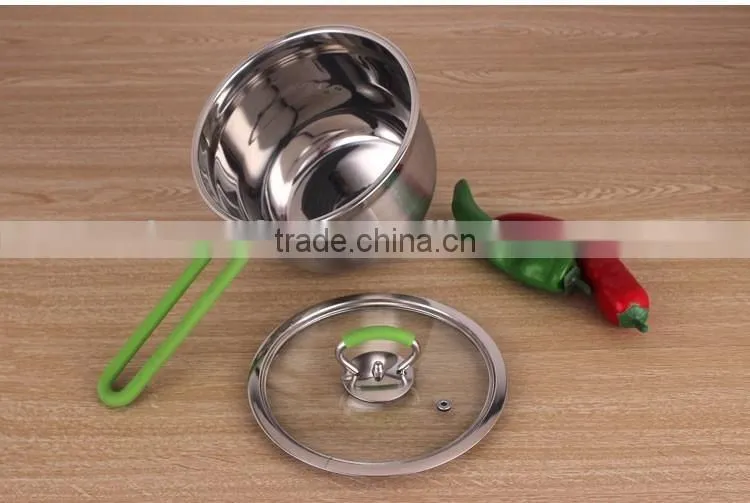 Best quality 6pcs stainless steel capsulated induction color silicone handle cookware set