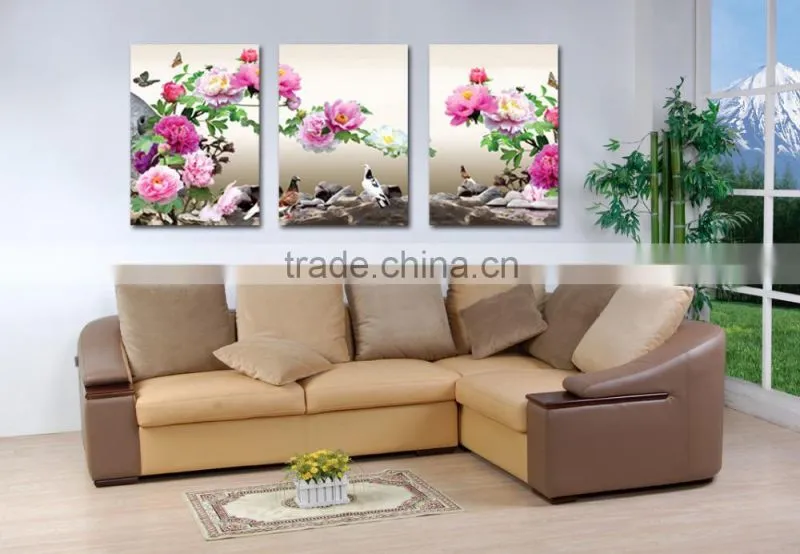 3panels canvas wall art flowers oil painting for living room B-413