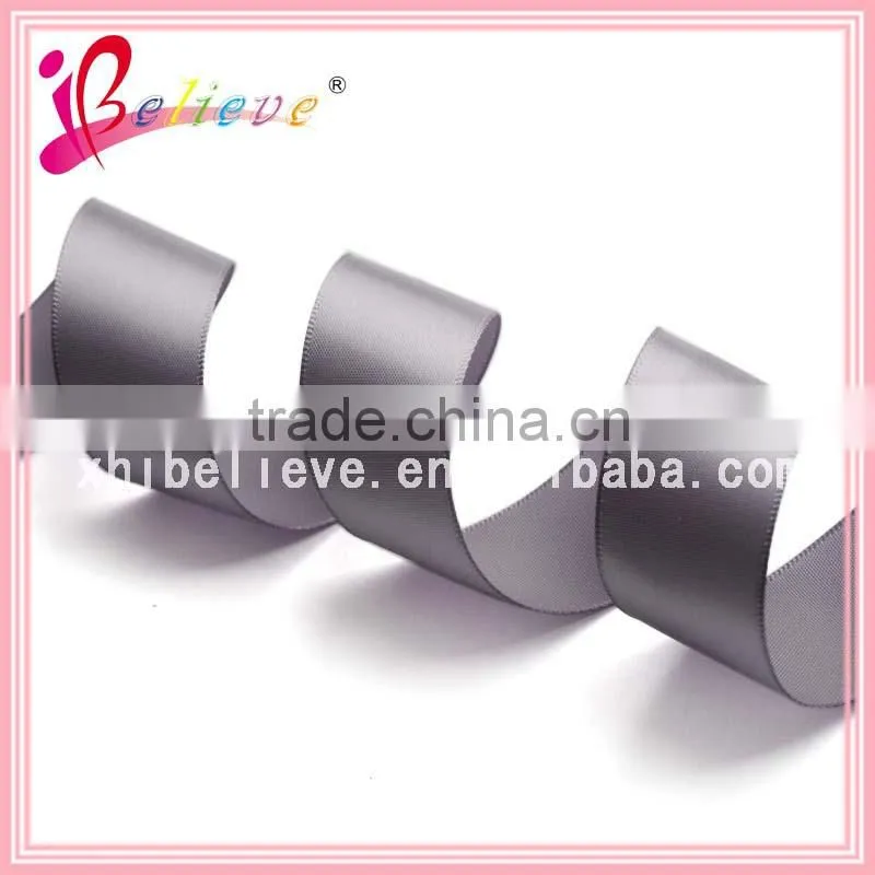 Wholesale solid boutique polyester material double face satin ribbon