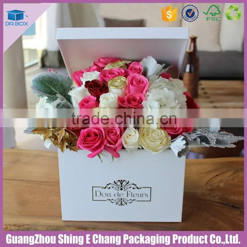 2016 Beautiful custom matt cardboard printed square flower box,luxury floral box