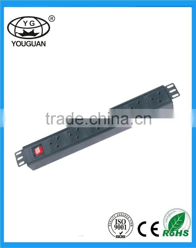 19 inch 6 Ways UK Switches PDU with Filtering surge