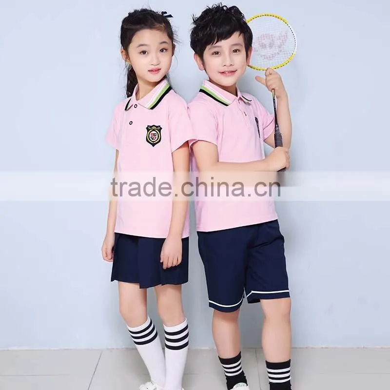 Custom Summer Children School Uniform Tshirt and Short Pants