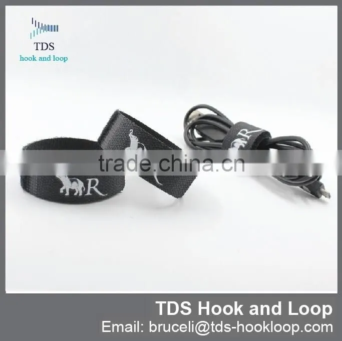 company logo printed hook and loop cable ties