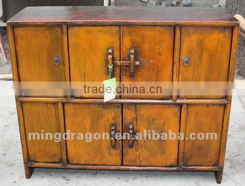 Chinese antique furniture pine wood Jilin Six door Cabinet