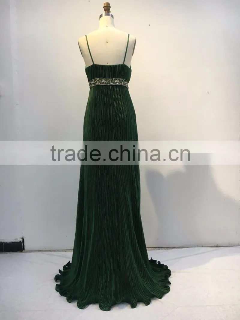 Floor Touching Chaozhou Emerald Green Evening Dress in China